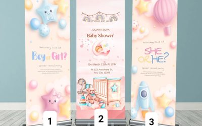 Personalised gender reveal roller banner poster